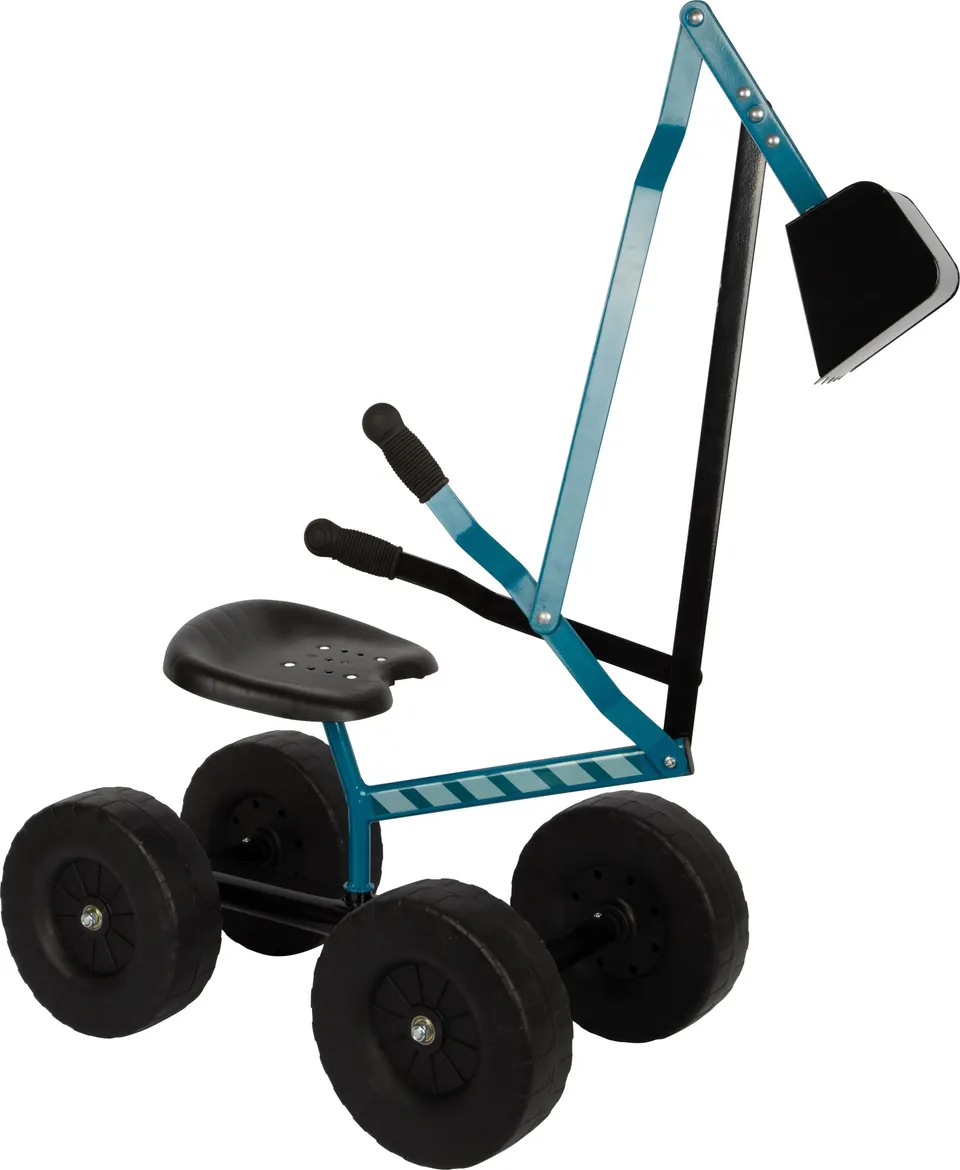 small foot 12798 escavatore cavalcabile blu girevole 360°