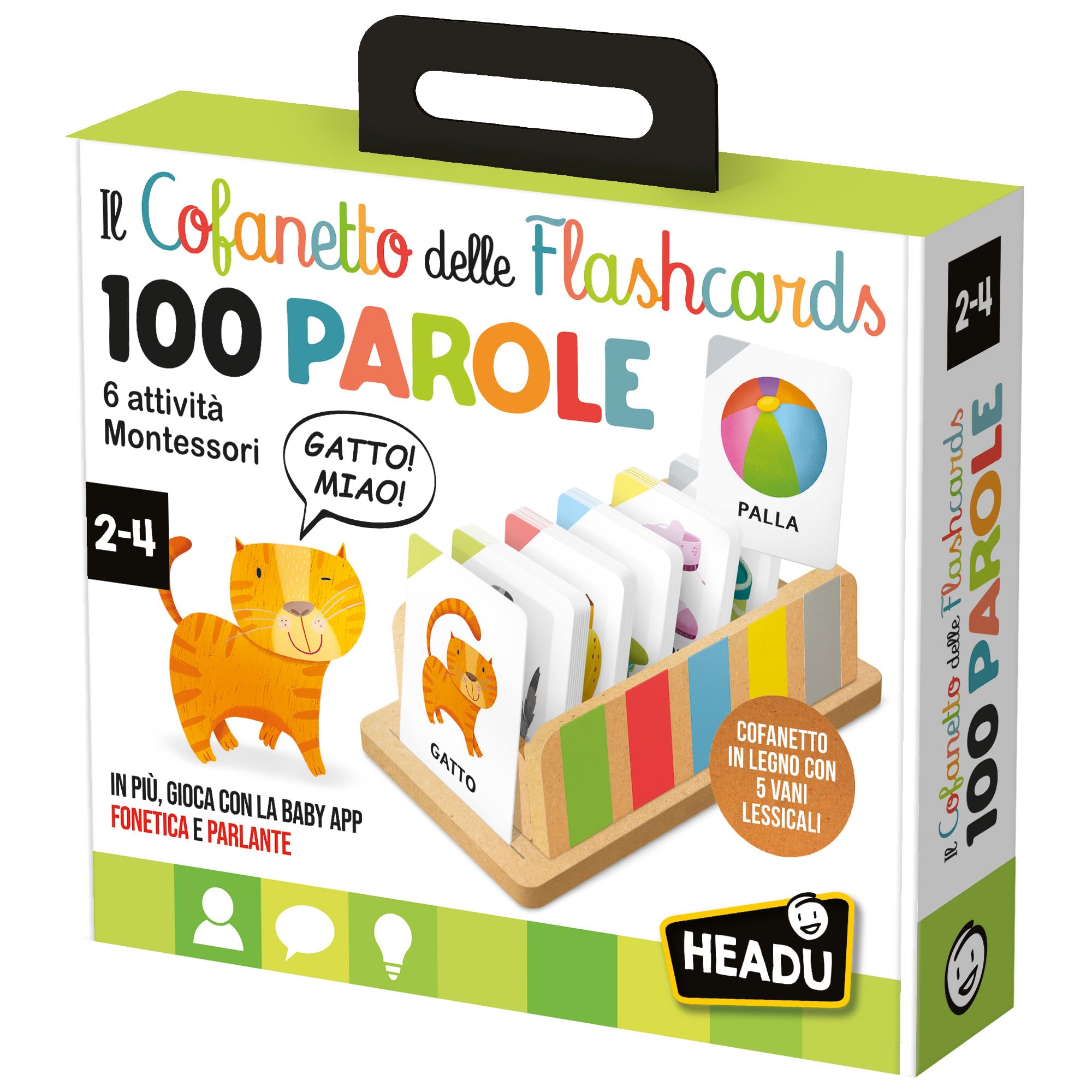 Headu 100 Parole cofanetto flashcards bambini 2-4 anni