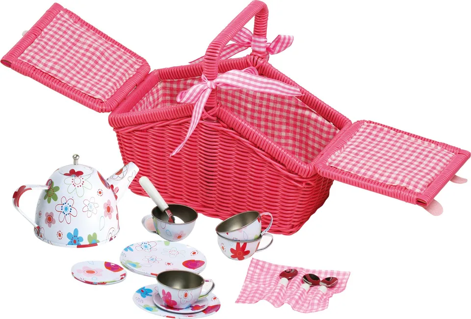 smallfoot cestino picnic fiori colorati 20 pezzi legno