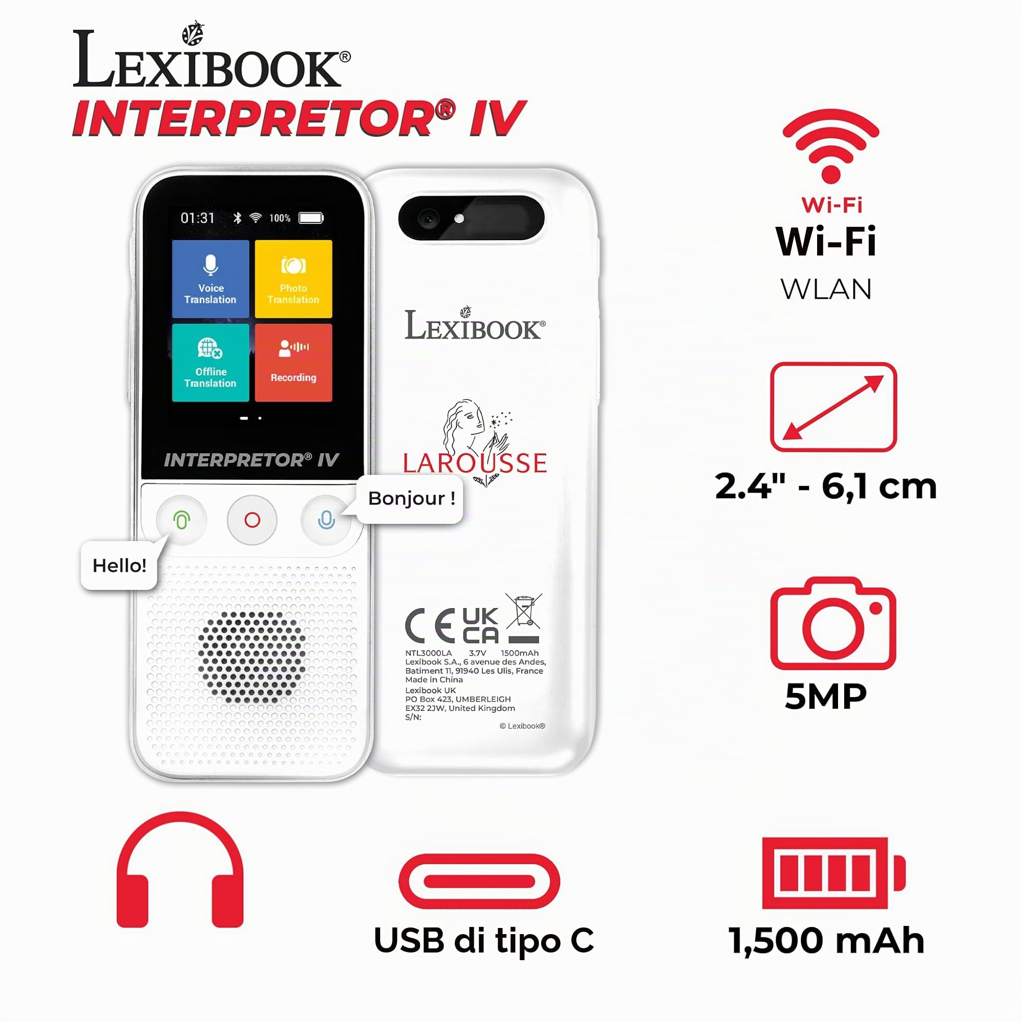 Lexibook Larousse NTL3000LA traduttore vocale 138 lingue