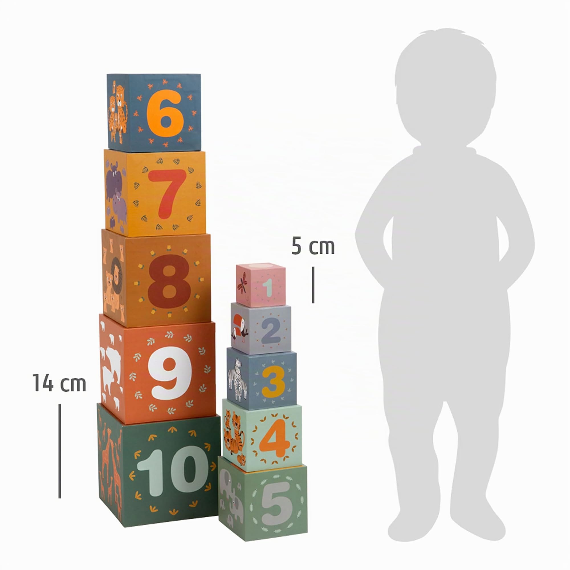 small foot 11957 Safari cubi impilabili legno 10 pezzi 1 anno+
