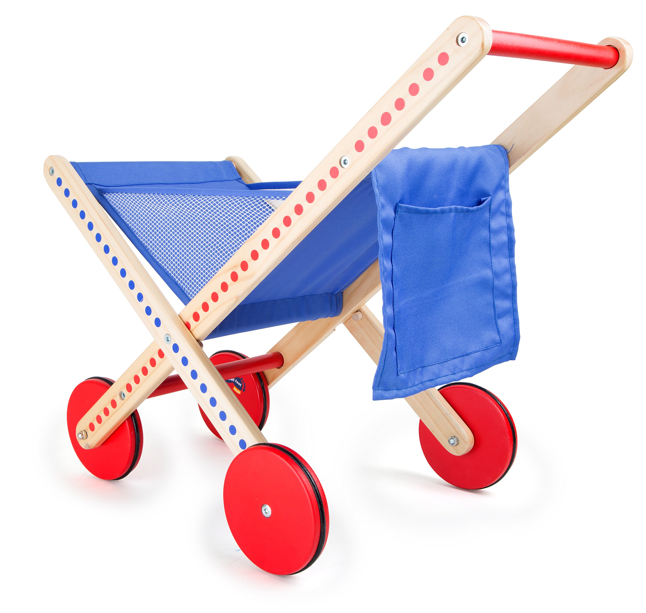smallfoot 10428 carrello spesa pieghevole legno blu