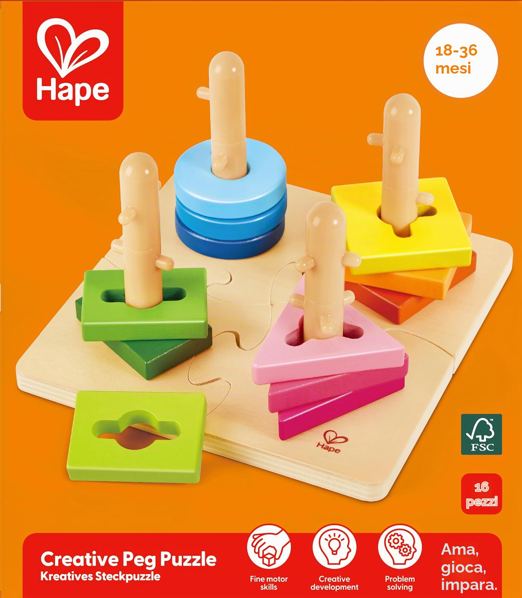 Hape E0411 Puzzle Creativo gioco incastri in legno