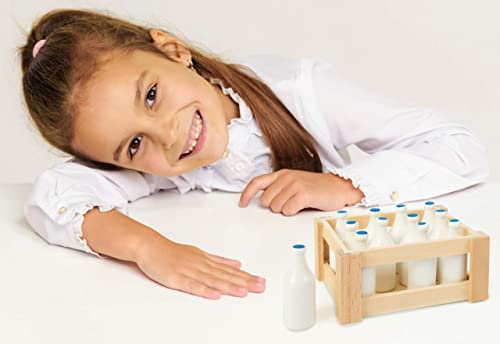 smallfoot 7062 bottiglie del latte legno set 12 pezzi negozio