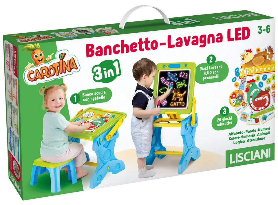 Lisciani Carotina Banchetto Lavagna Led 3 in 1 banco bimbi