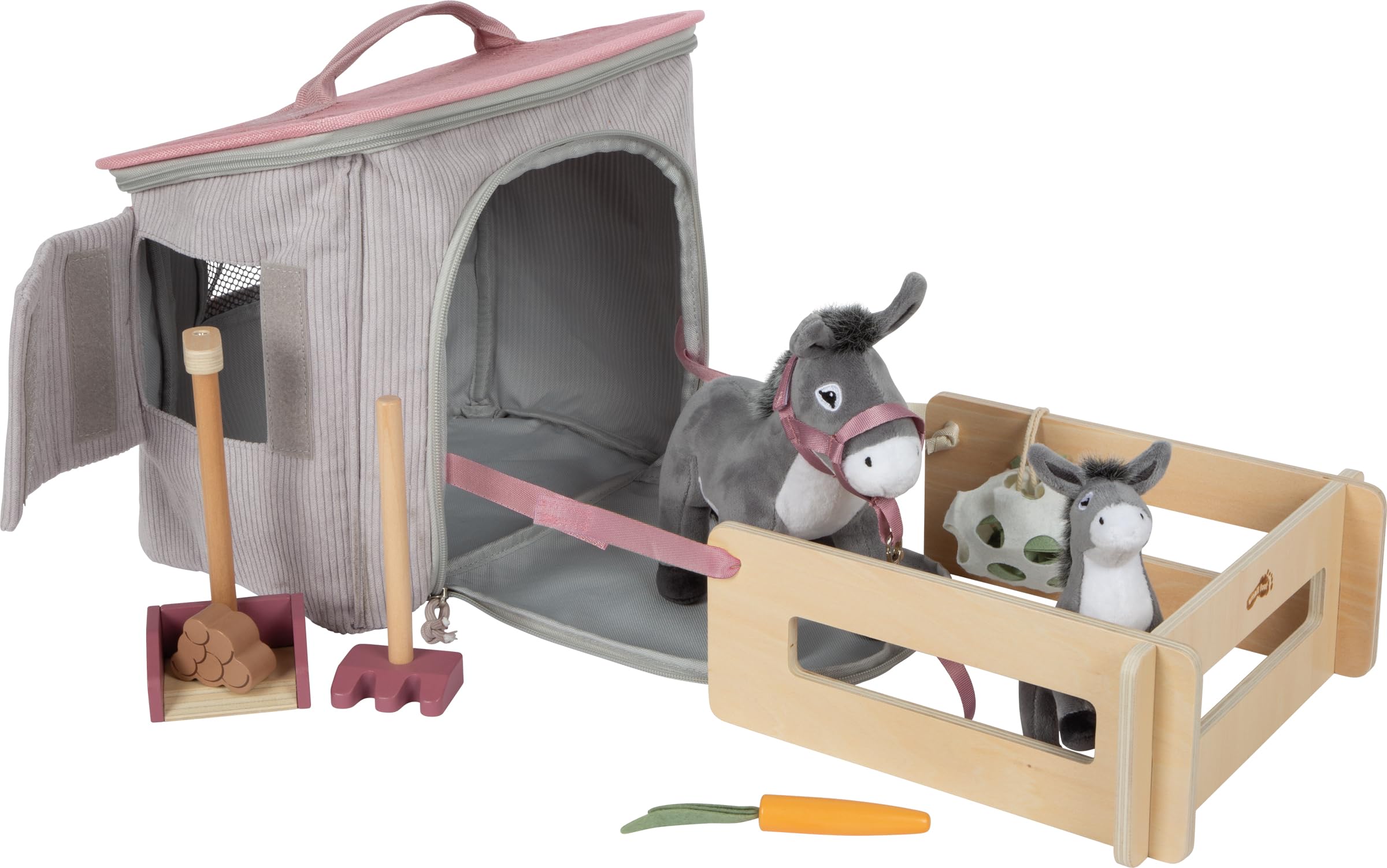 smallfoot Asinello con Stalla Set Gioco in Borsa Rosa dai 2 Anni