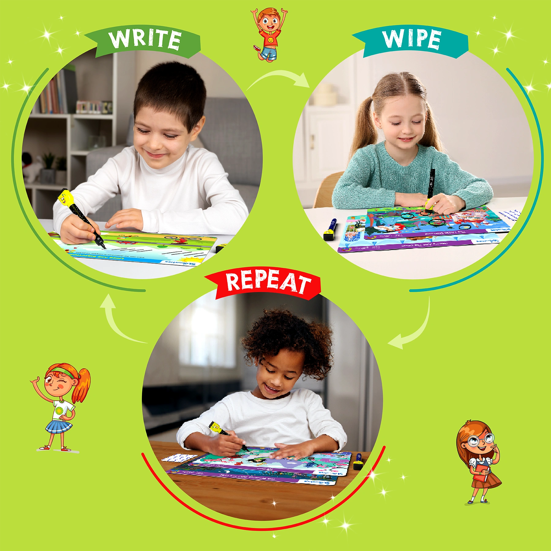 Skillmatics I Can Write tappetini cancellabili 3-6 anni