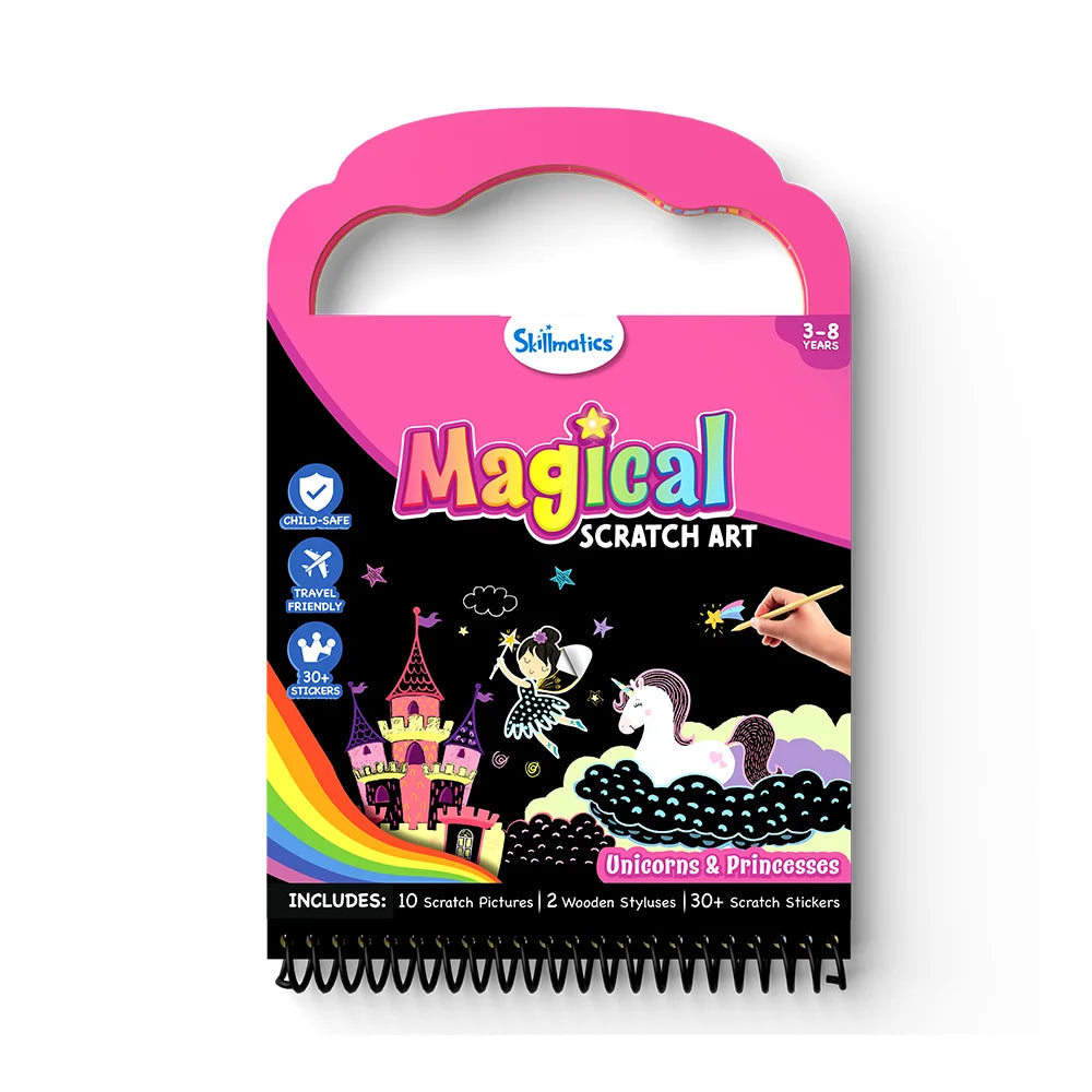 Skillmatics Magical Scratch Art Unicorns kit gratta 3-8 anni