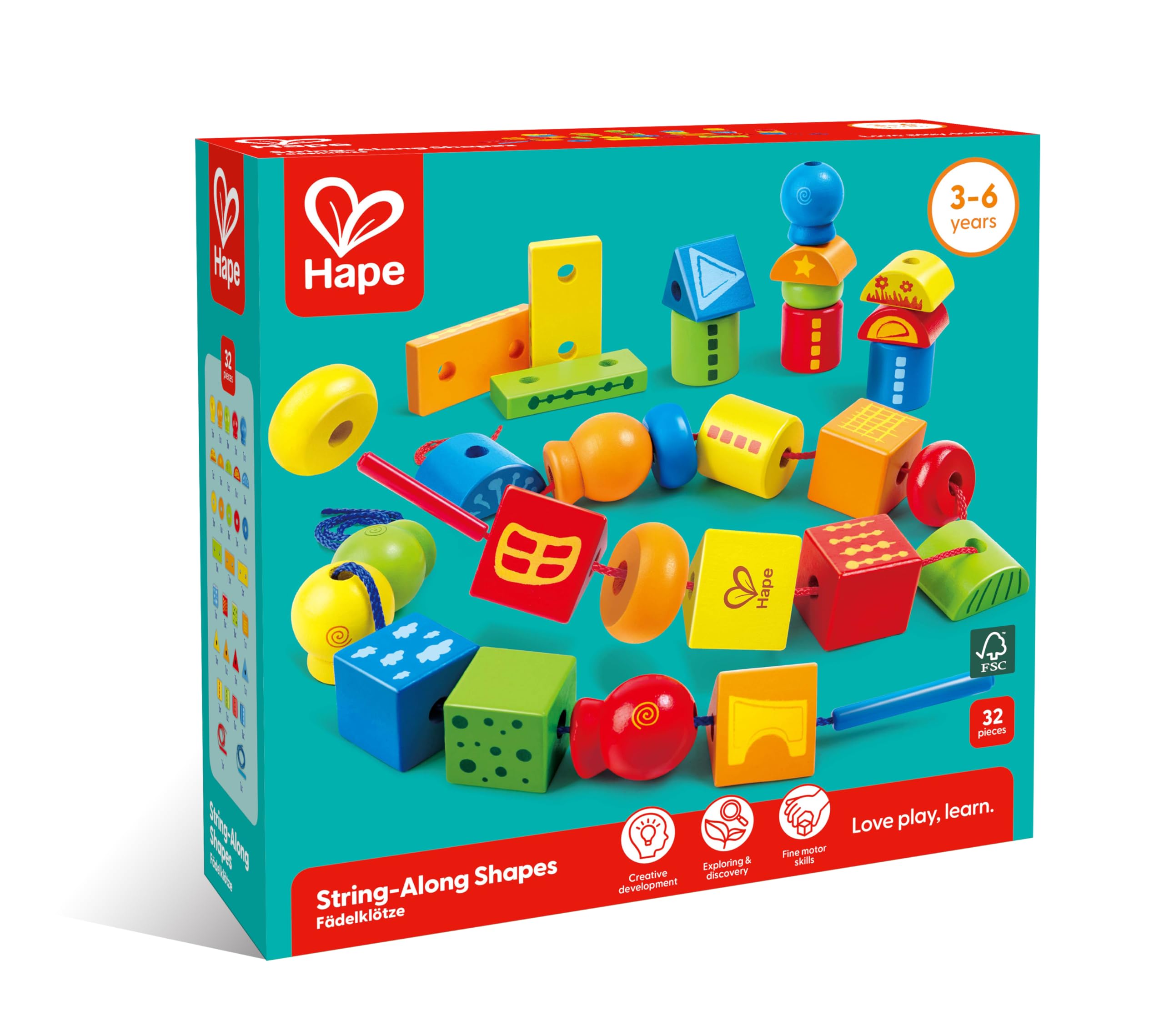 Hape forme da infilare blocchi legno 32 pezzi 3 anni