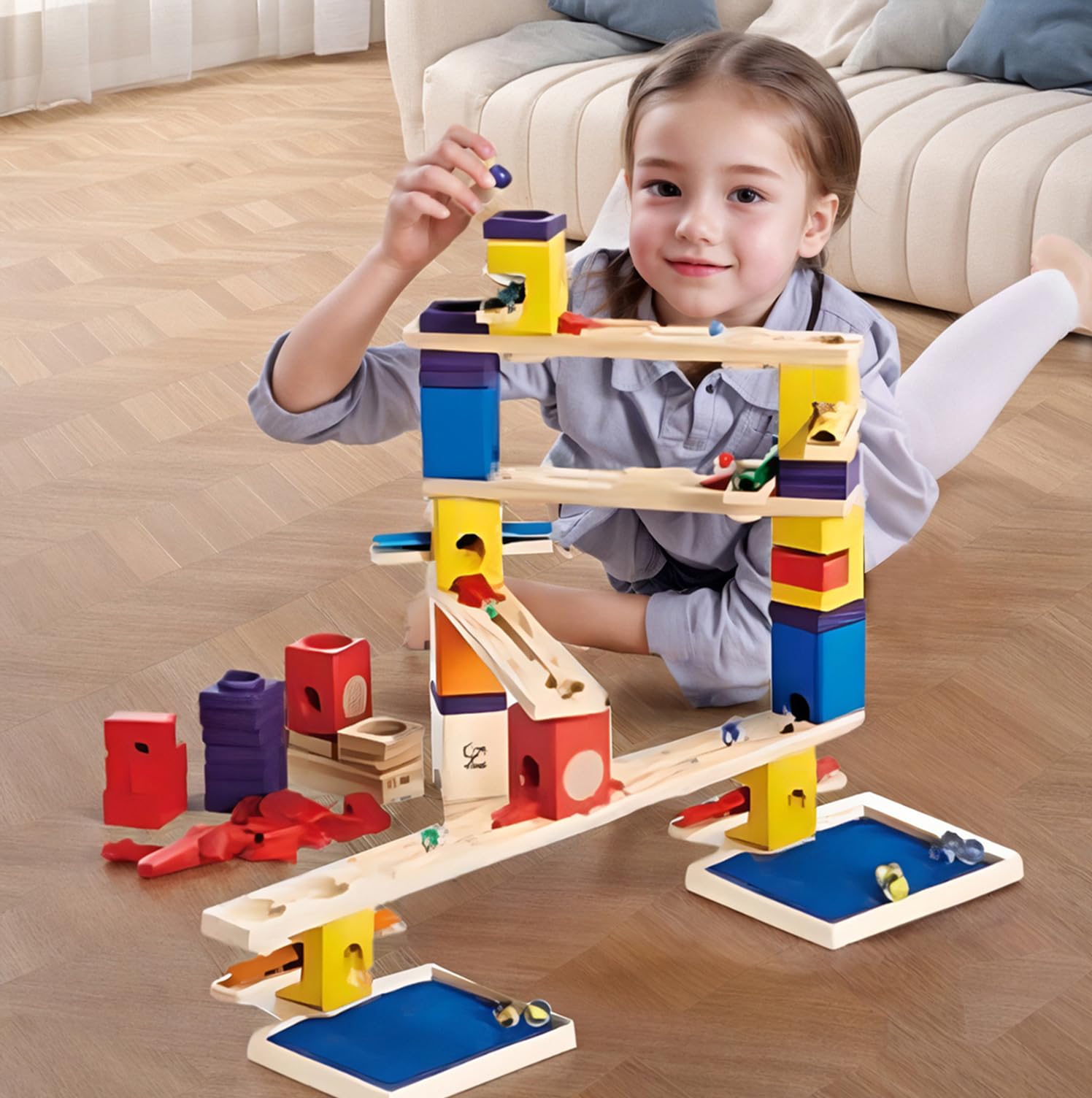 Hape E6012 Quadrilla Music Motion pista biglie musicale 96 pezzi