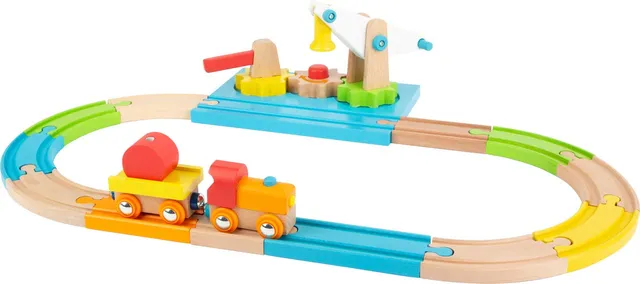 smallfoot 11494 treno in legno con gru 16 pezzi