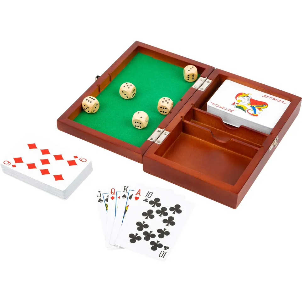 smallfoot 11363 set carte e dadi legno scatola verde
