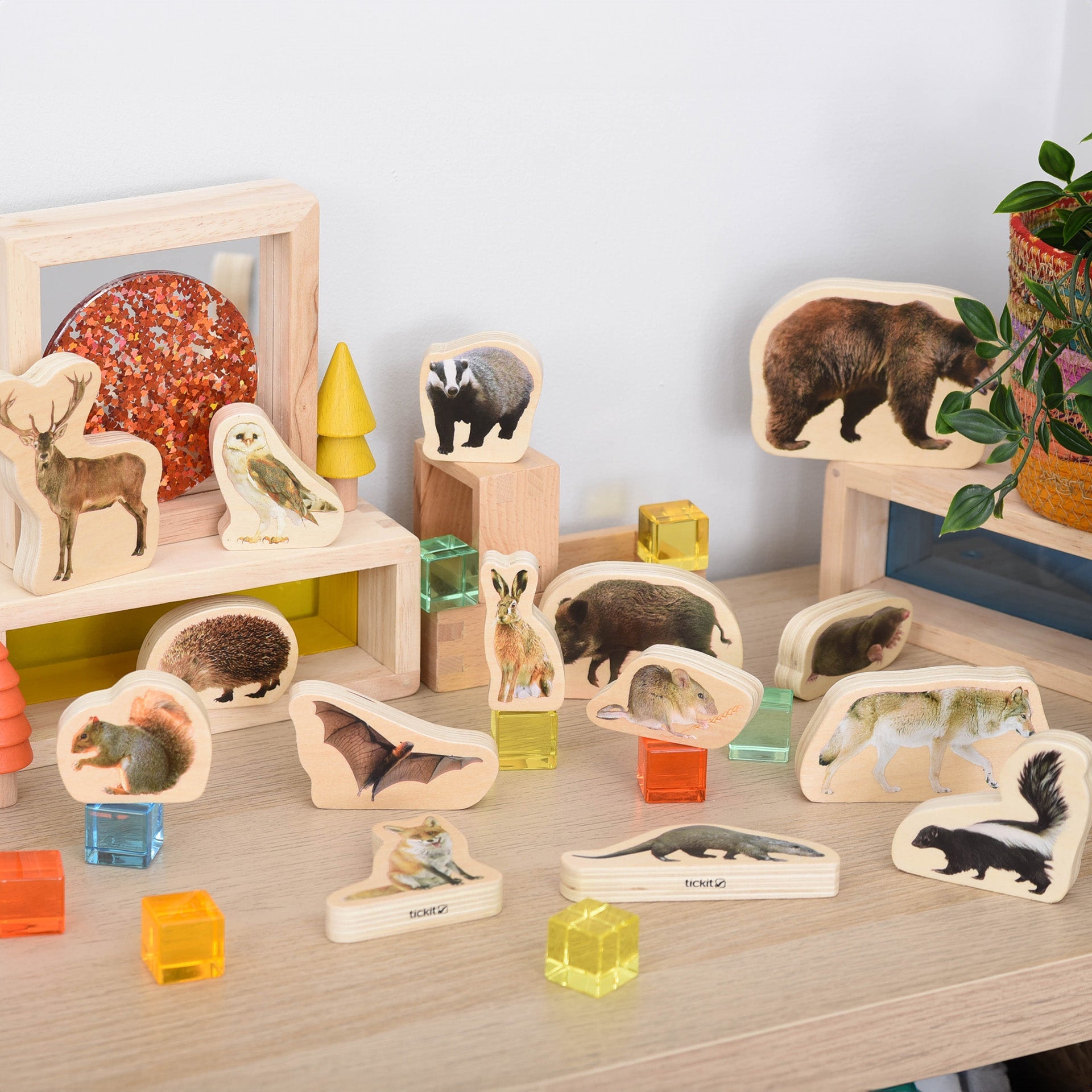 Tickit Wooden Forest Animal Blocks blocchi 15 pezzi foresta