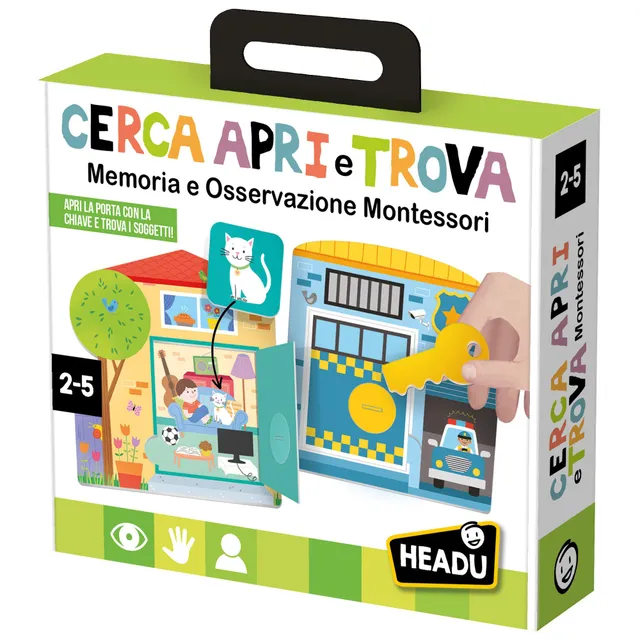 Headu Cerca Apri e Trova gioco memoria 2-5 anni con chiave