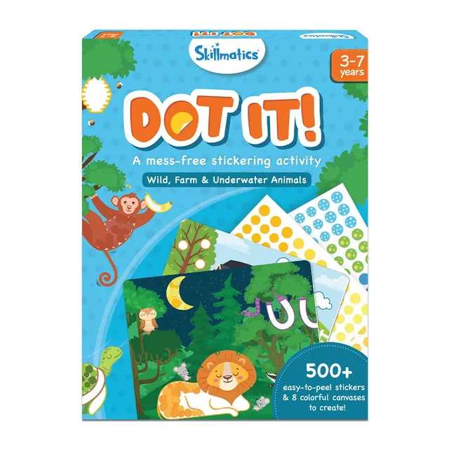 Skillmatics Dot It Animals kit adesivi 500 sticker senza colla