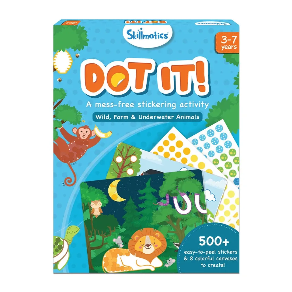 Skillmatics Dot It Animals kit adesivi 500 sticker senza colla
