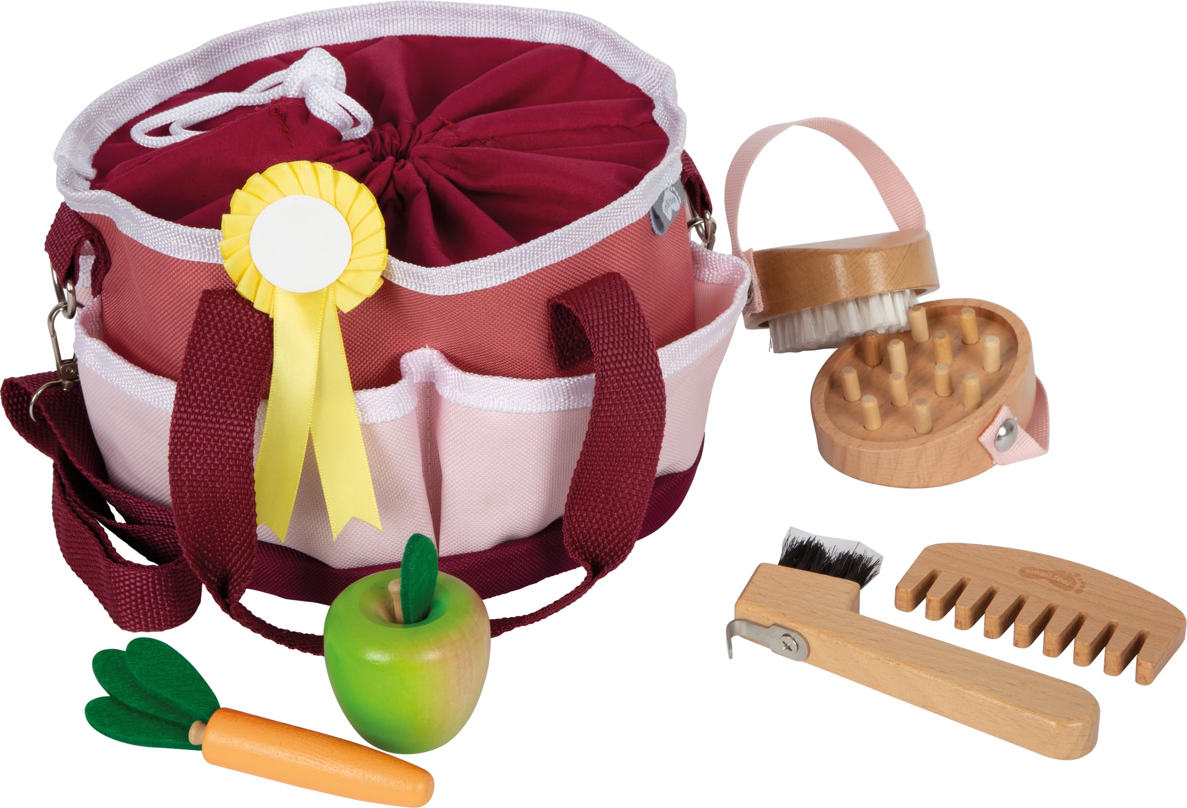 smallfoot 12705 set toelettatura cavallo borsa rossa 3 anni+