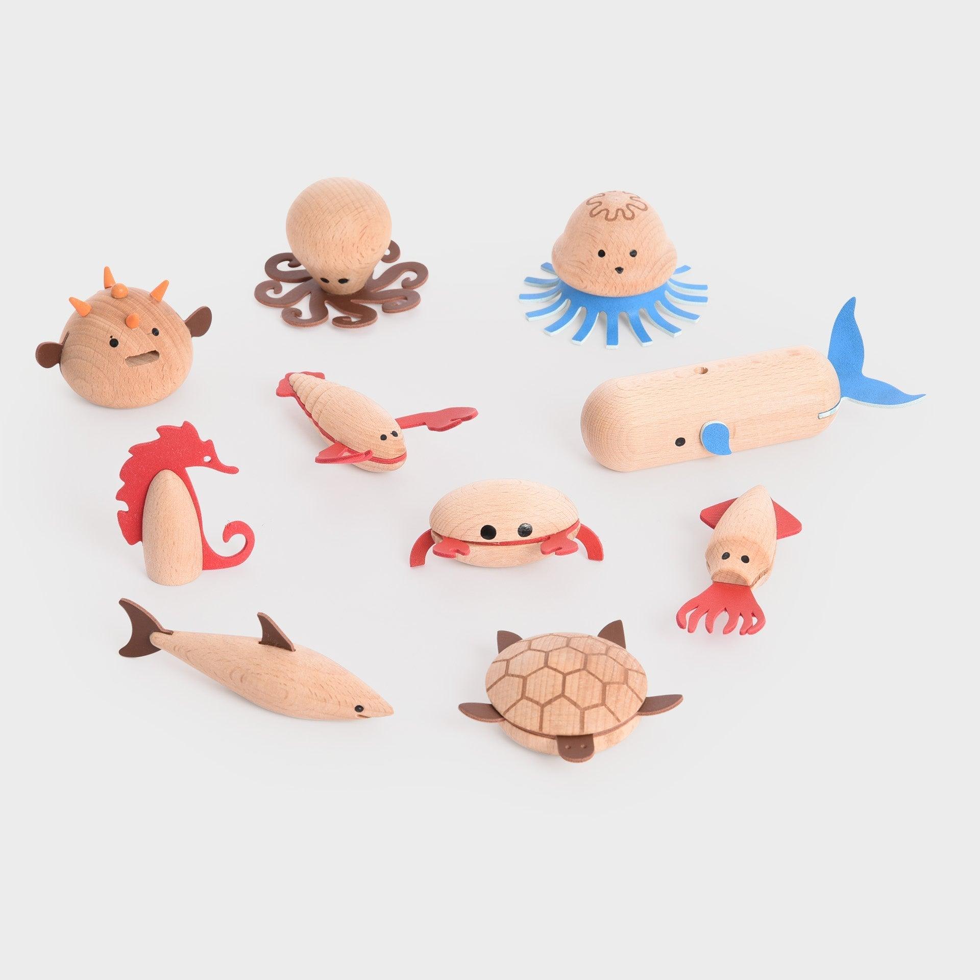 Tickit Wooden Sea Creatures animali mare legno 10 pezzi
