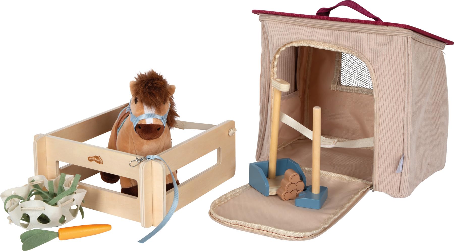 smallfoot 12731 set cavallo peluche con stalla in borsa