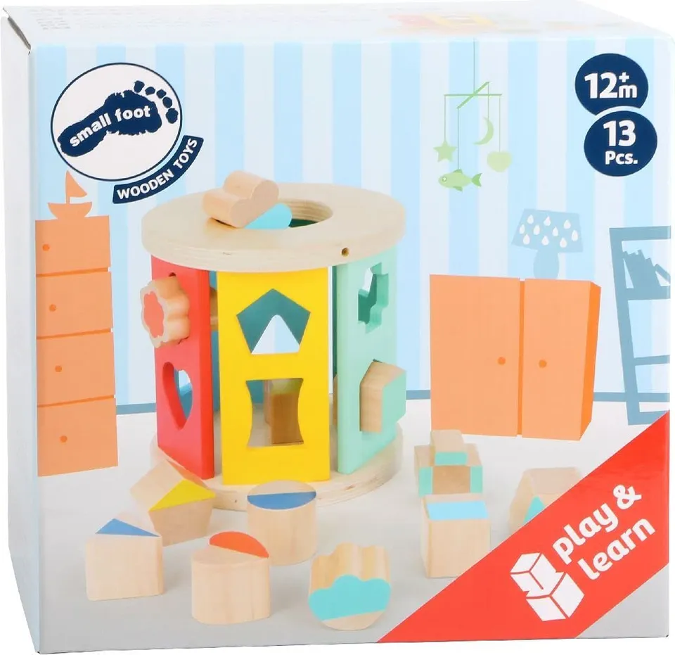 smallfoot Cubo Ordinamento Forme rotolante gioco legno 12 pezzi