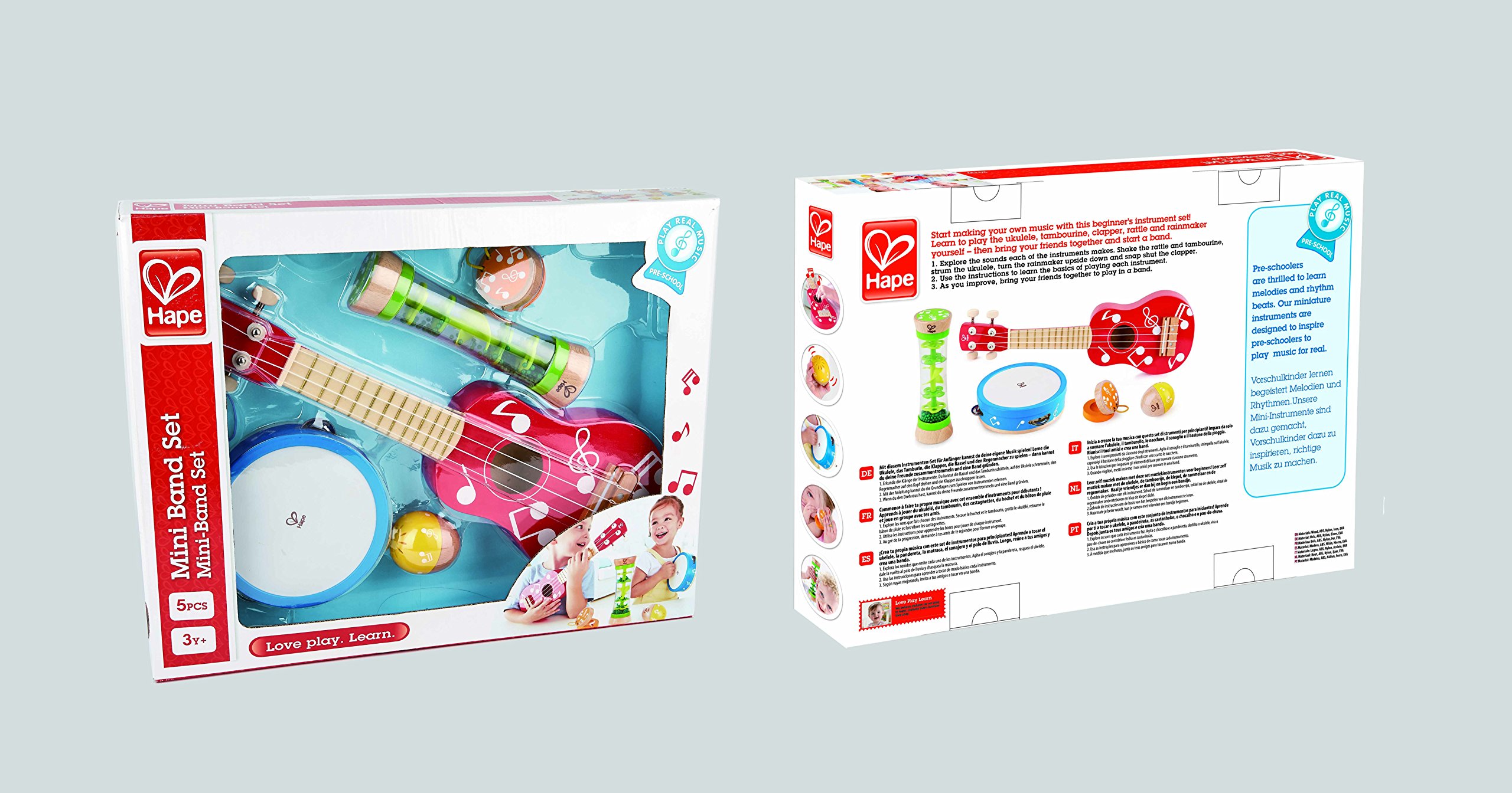 Hape Mini Band set musicale 5 pezzi ukulele 3 anni