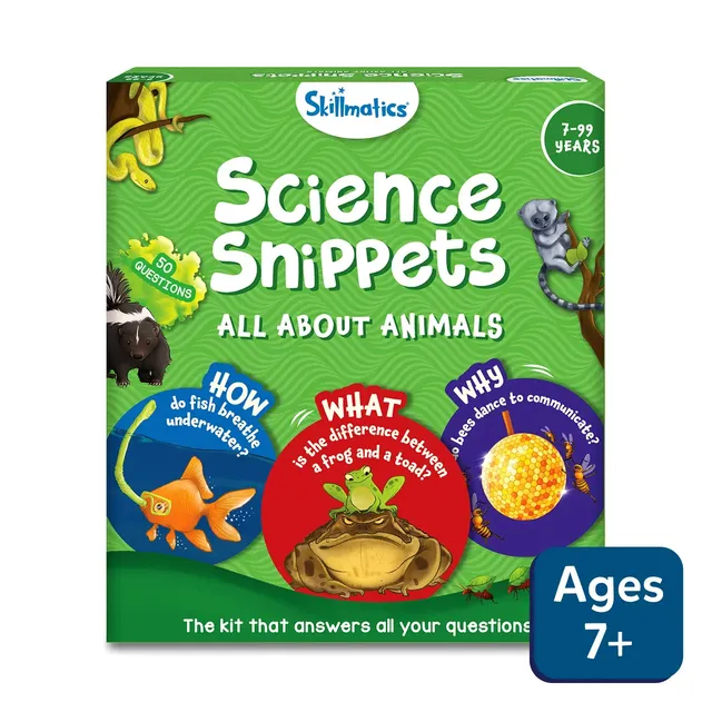 Skillmatics Science Snippets All About Animals Carte 70+ Pezzi