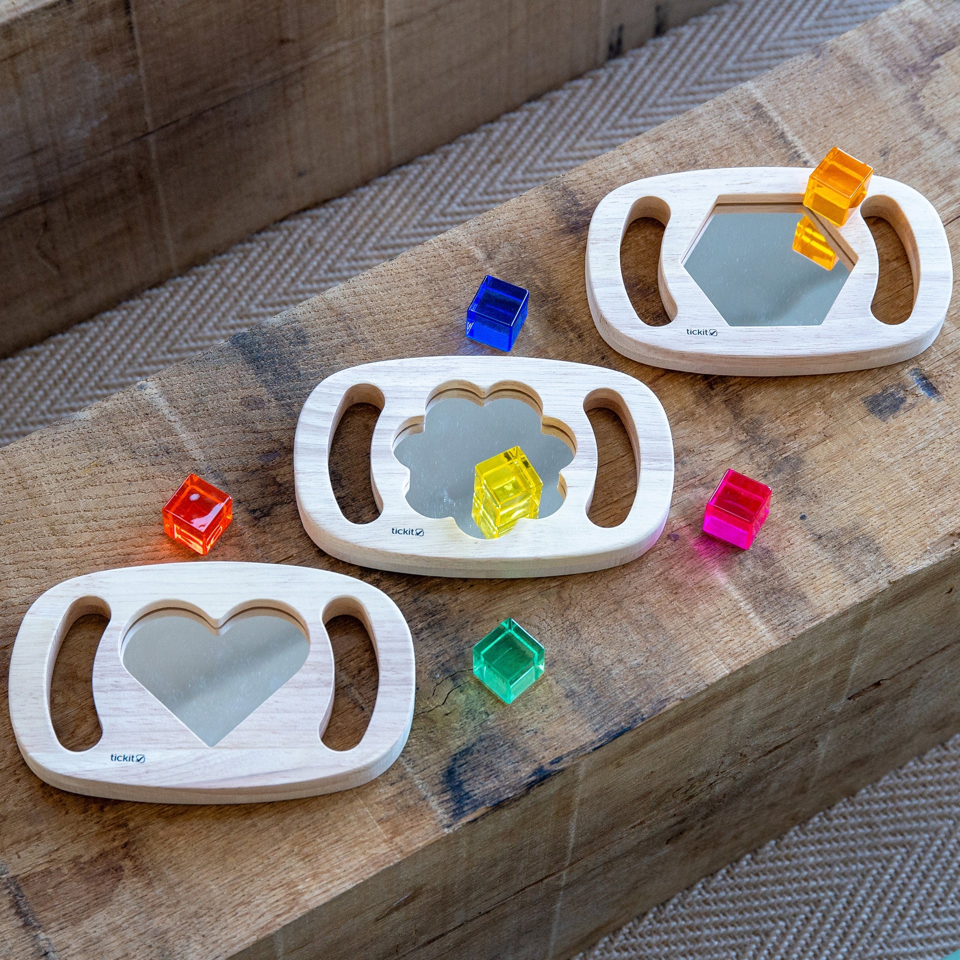 Tickit Easy Hold Shape Mirror Panels specchi 3 pezzi legno