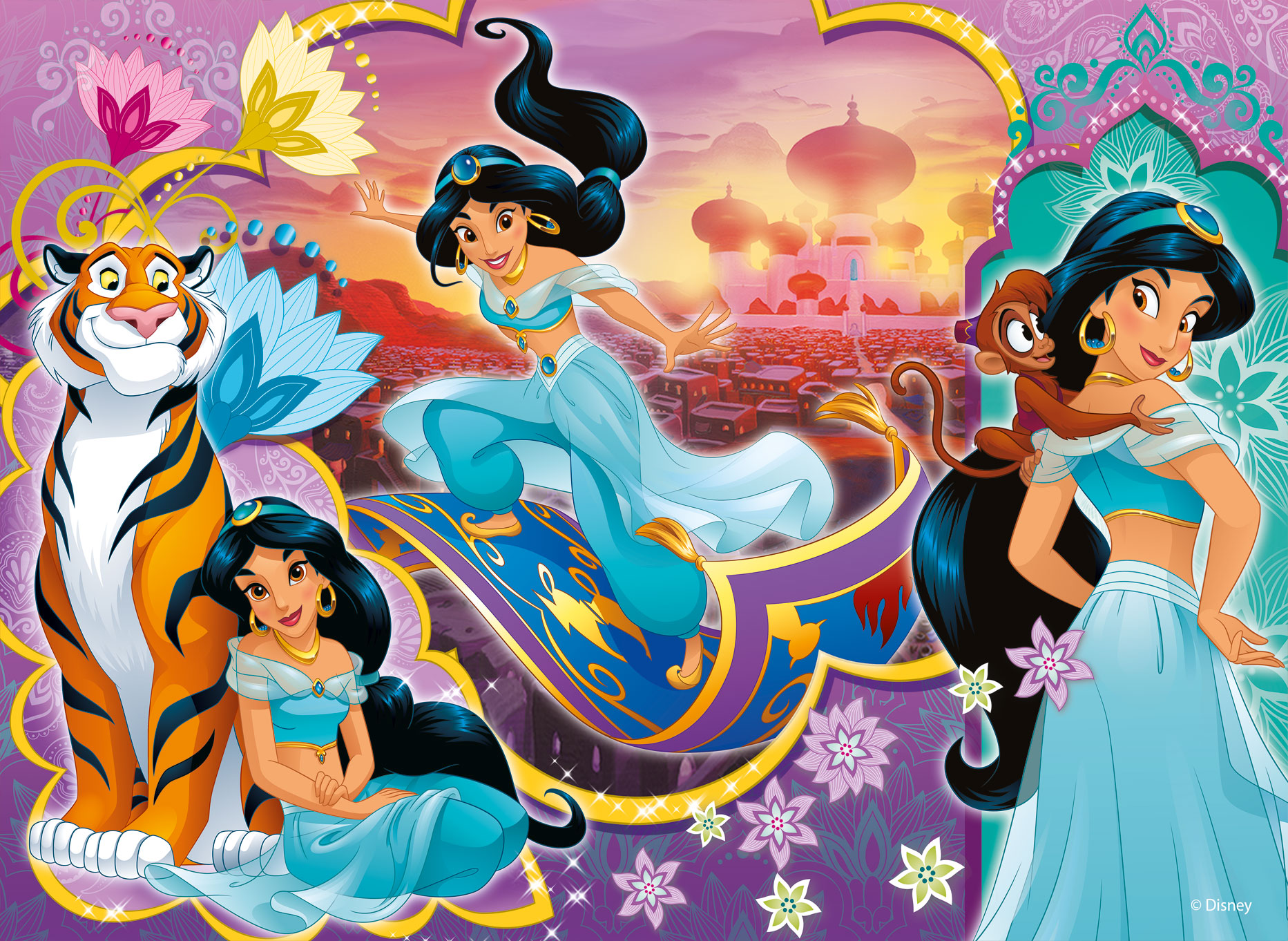 Lisciani Disney Puzzle Df Maxifloor 4x48 Princess da colorare