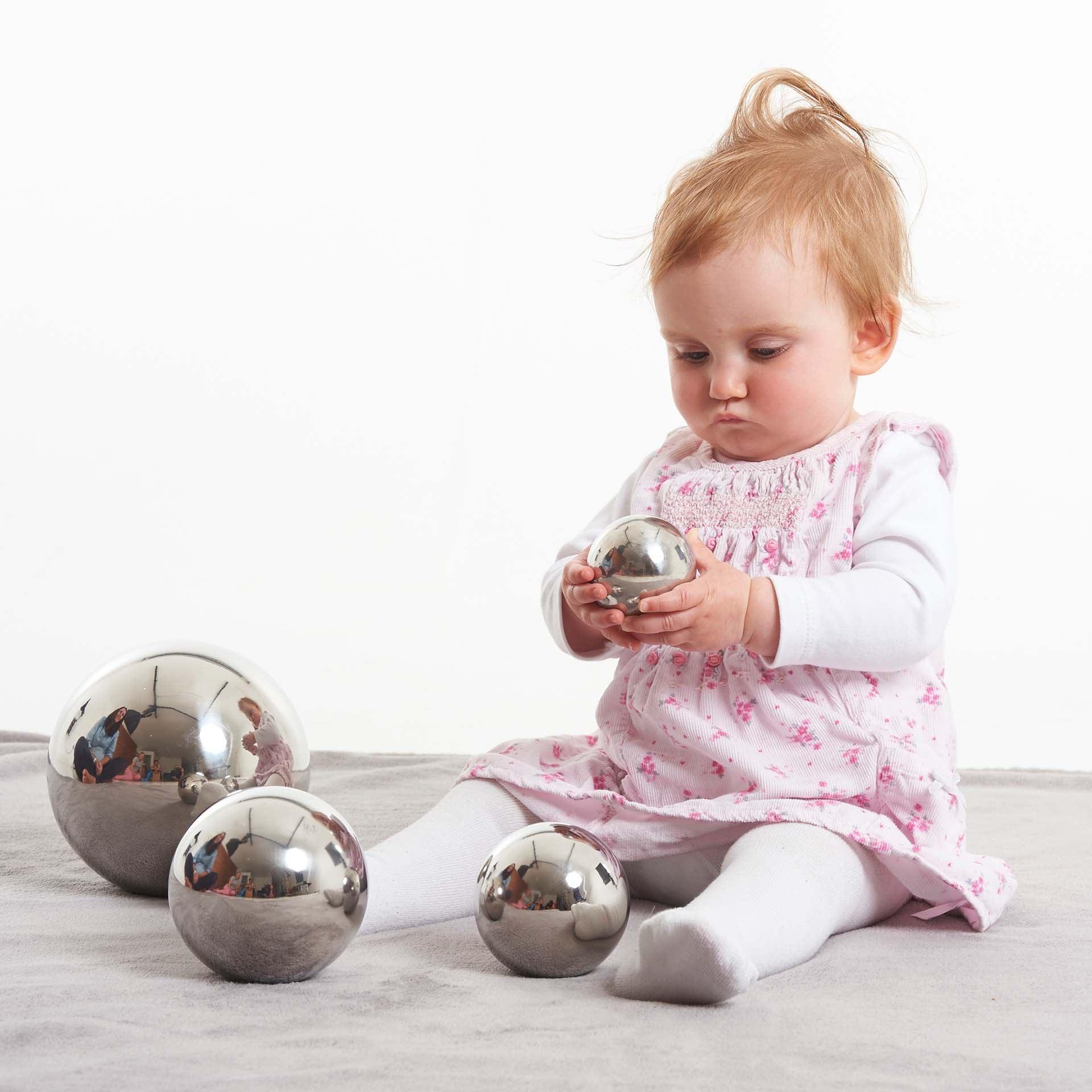 tickit Sensory Steel palline sensoriali acciaio 4 pezzi specchio