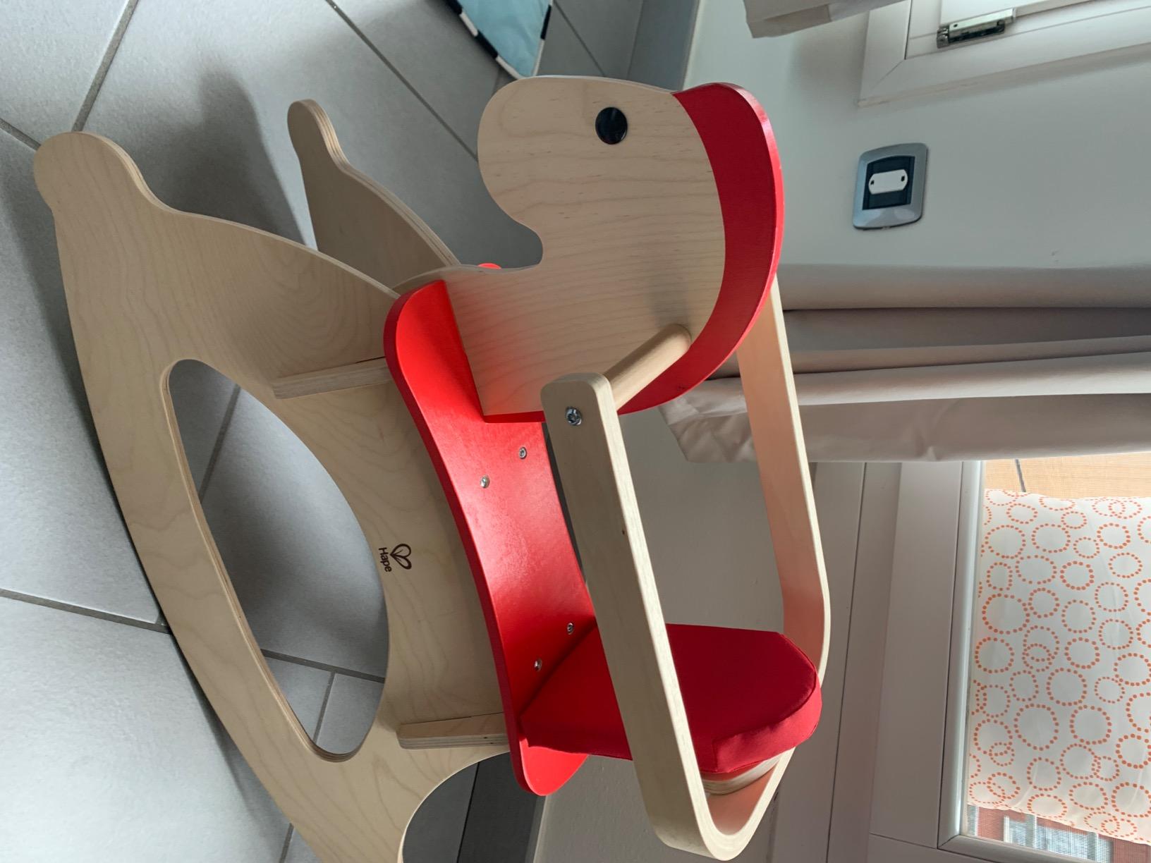 Hape E0100 cavallo a dondolo in legno con schienale