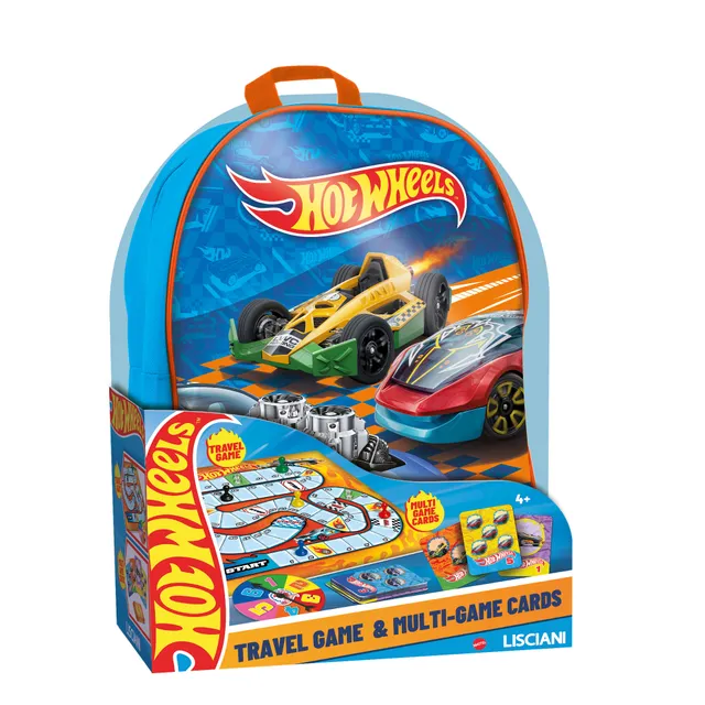 Lisciani Hot Wheels 2 in 1 Travel Game zaino gioco carte viaggio