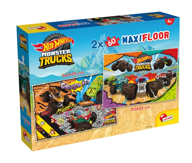 Hot Wheels Maxifloor 2 x 60 puzzle bambini monster truck