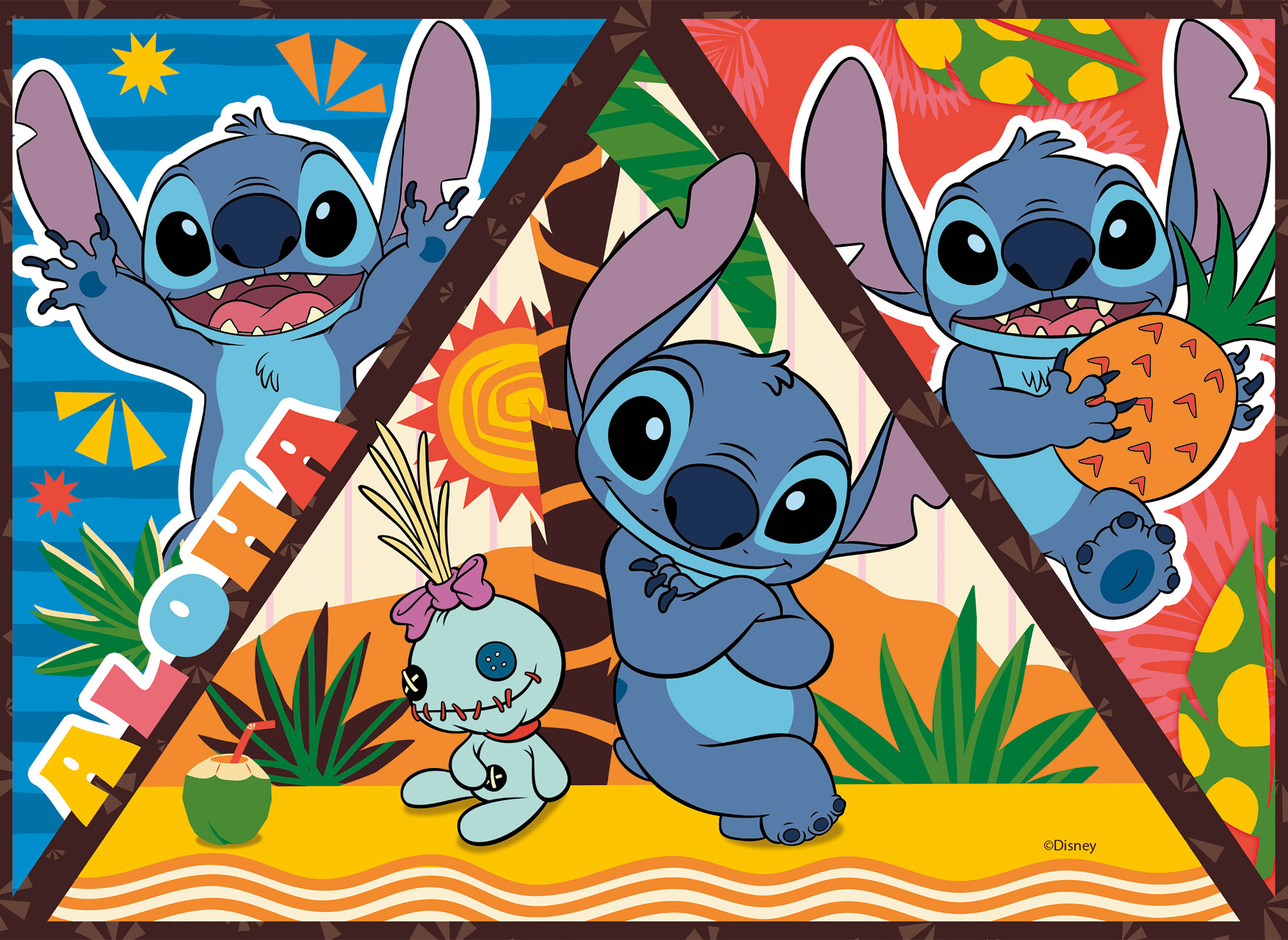 Lisciani Disney Maxifloor 4x48 Lilo & Stitch puzzle da colorare