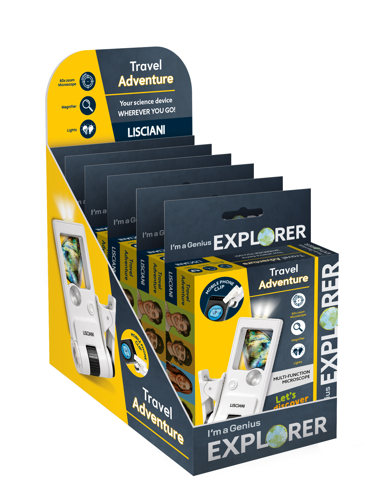 Lisciani I'm a Genius Explorer Travel Adventure microscopio 80x