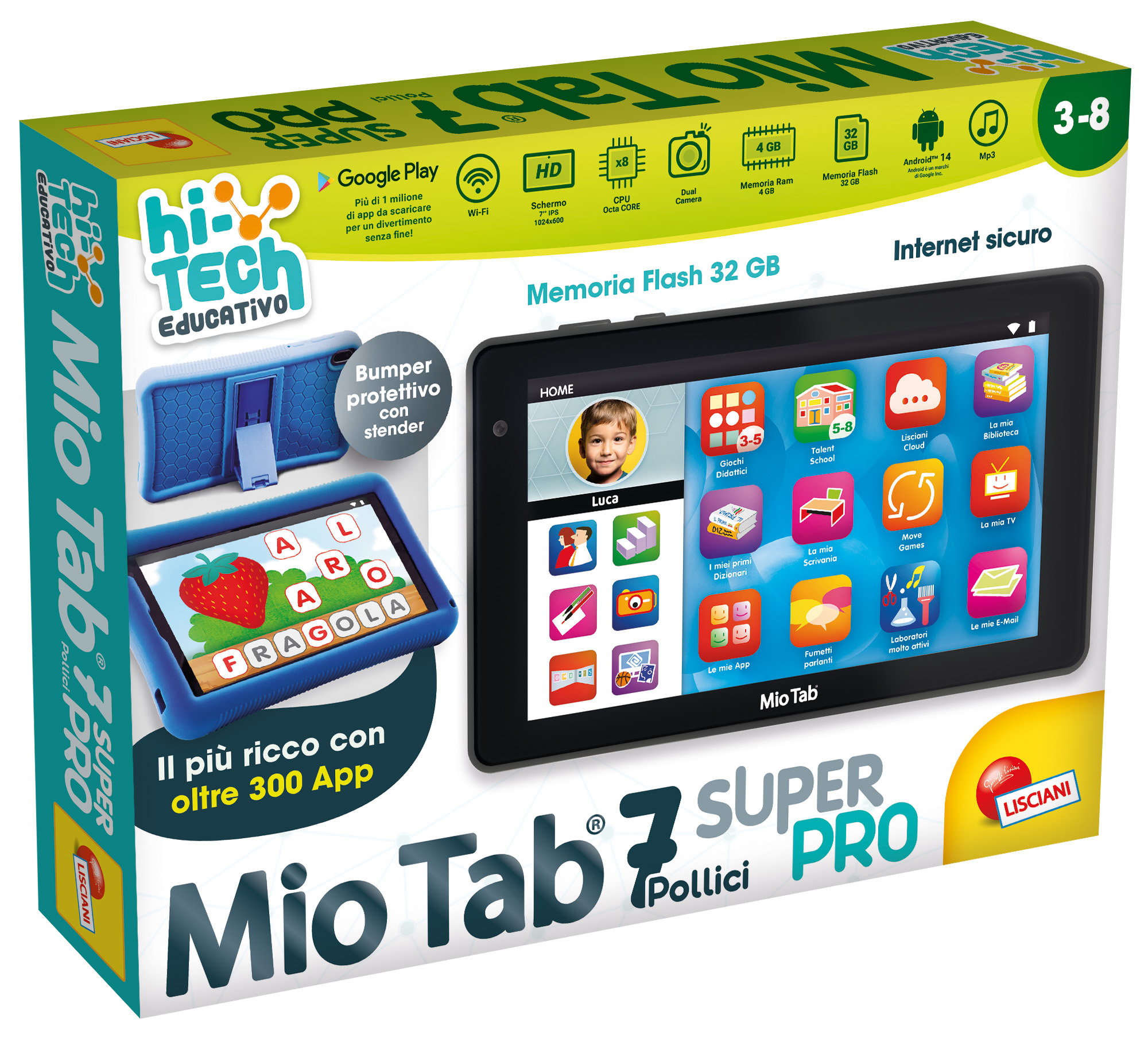 Lisciani Hi Tech Mio Tab 7 Super Pro tablet bambini 300 app