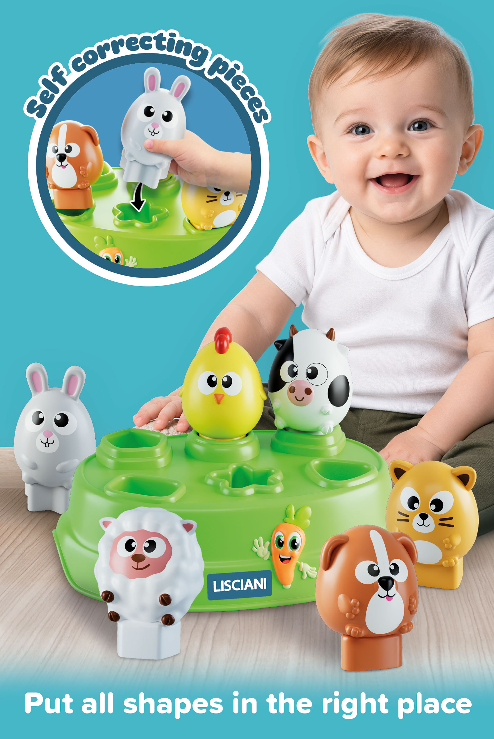 Lisciani Carotina Happy Logic The Farm gioco incastri fattoria