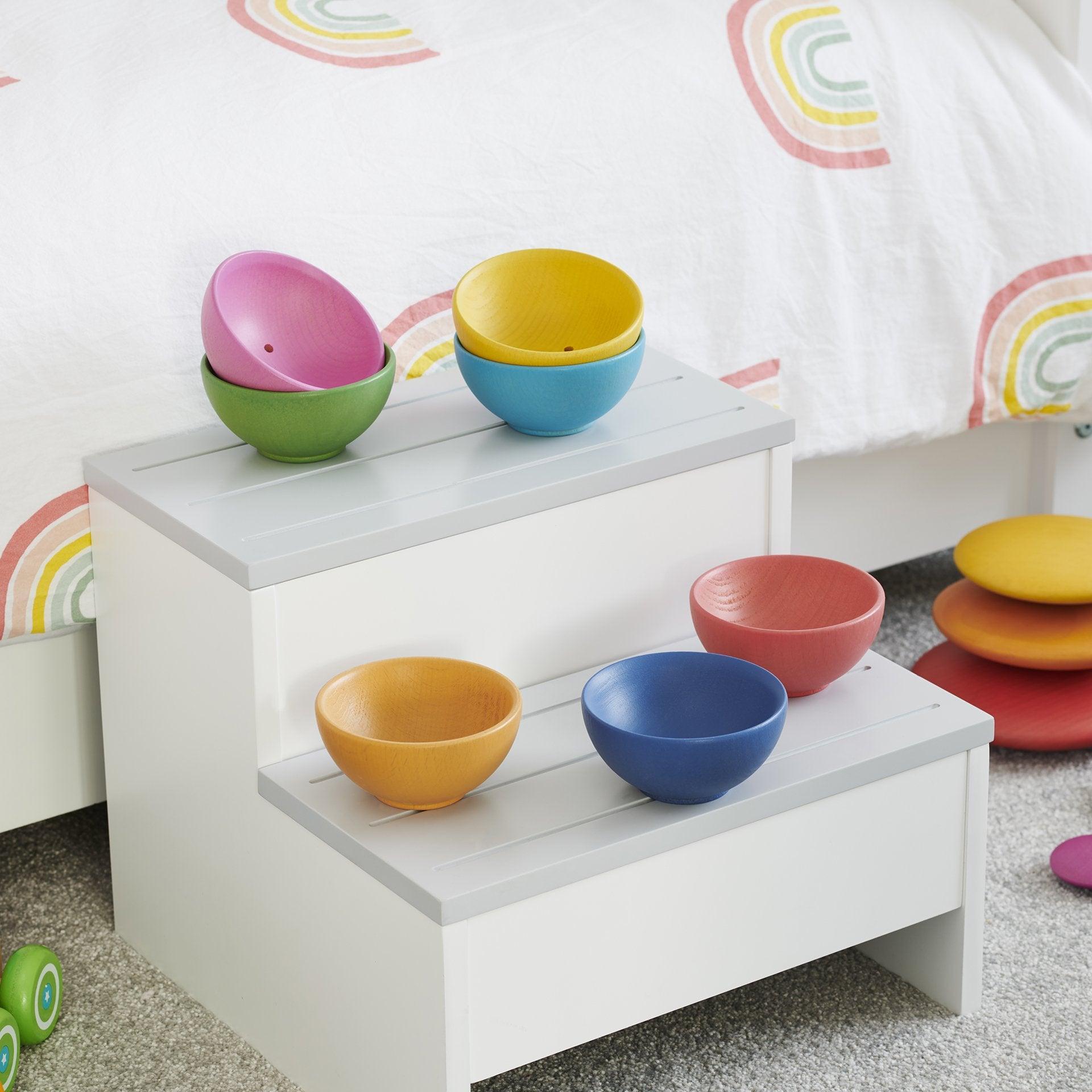 Tickit Rainbow Wooden Bowls ciotole legno arcobaleno 7 pezzi impilabili
