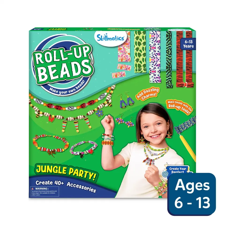 Skillmatics Roll-up Beads Jungle Party kit braccialetti 6-13 anni