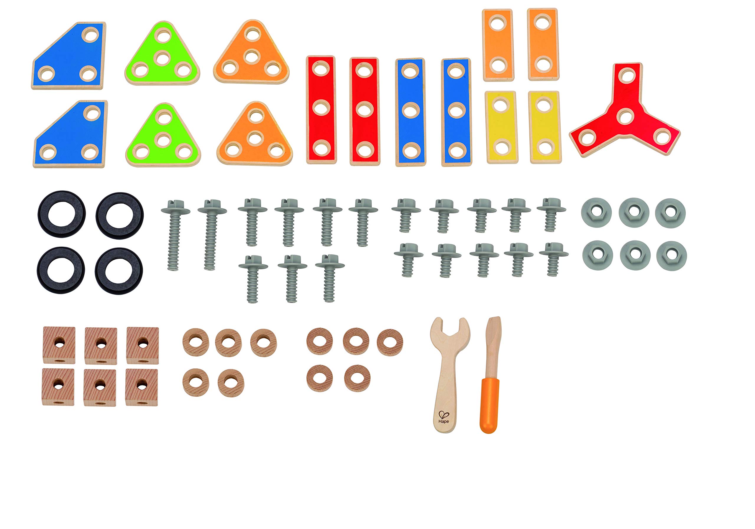 Hape E3081 set costruzioni legno avanzato 62 pezzi