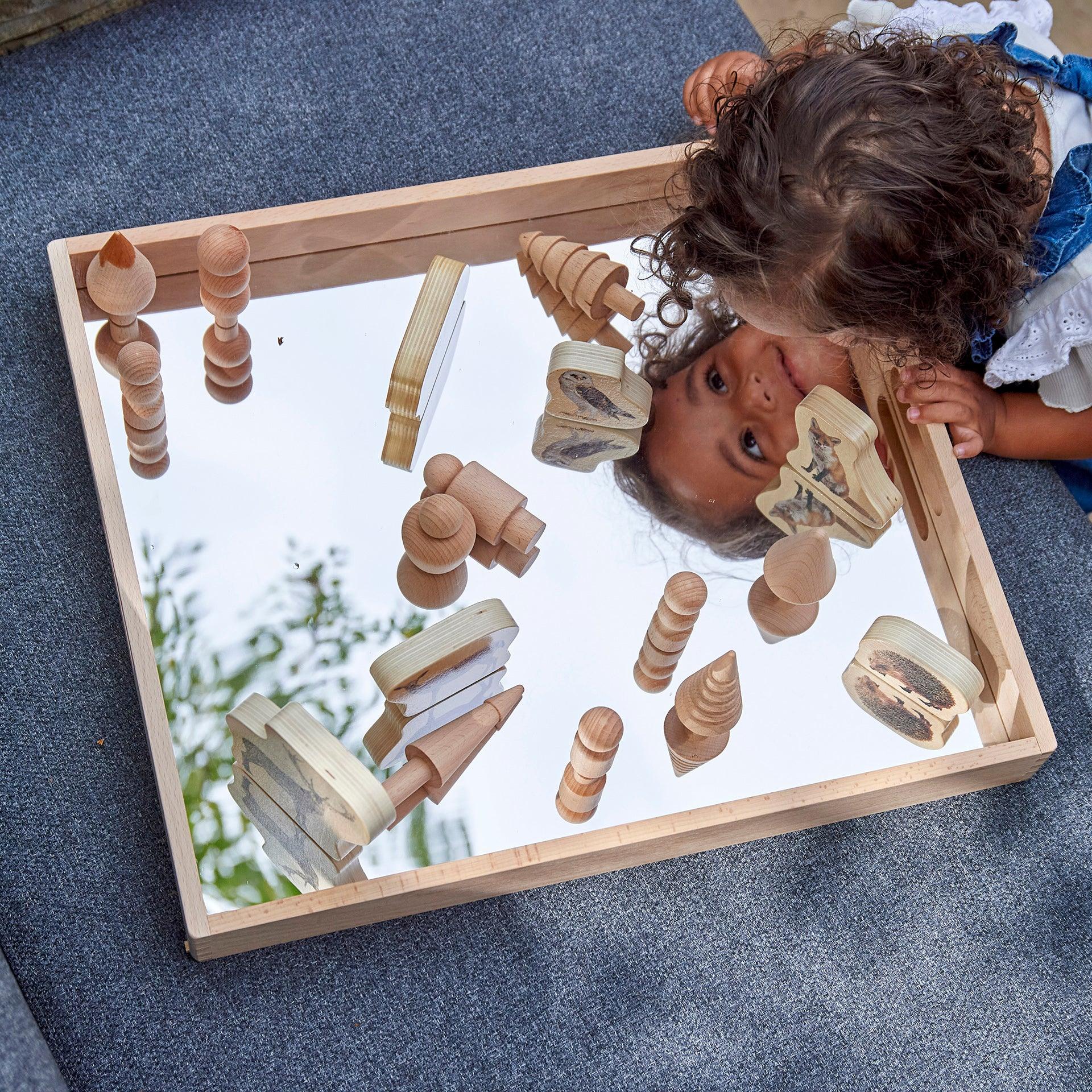 Tickit Wooden Mirror Tray vassoio specchio in legno