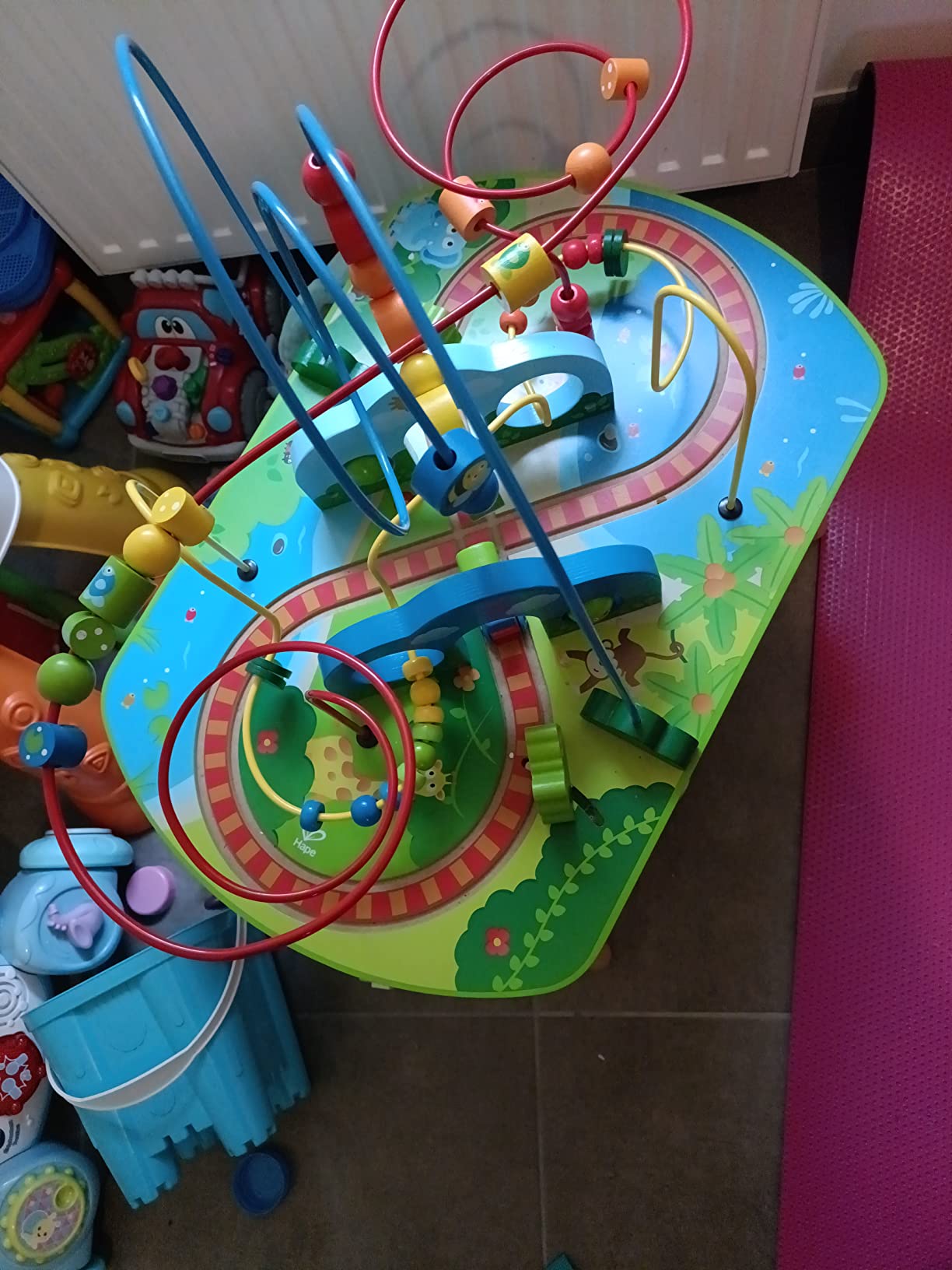 Hape E3824 tavolo treno giungla legno multiattività bimbi