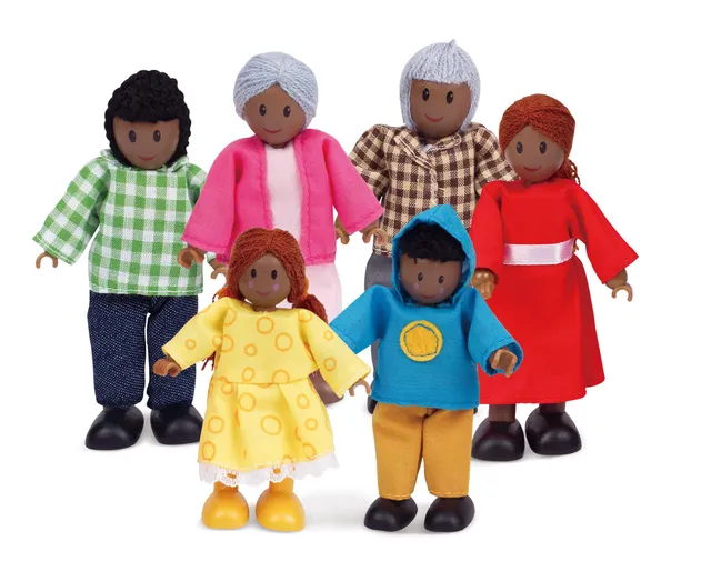 Hape Famiglia Felice bambole legno afroamericana