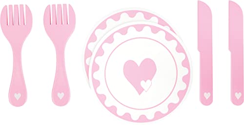 smallfoot 10890 Set Posate in Legno Rosa 6 Pezzi