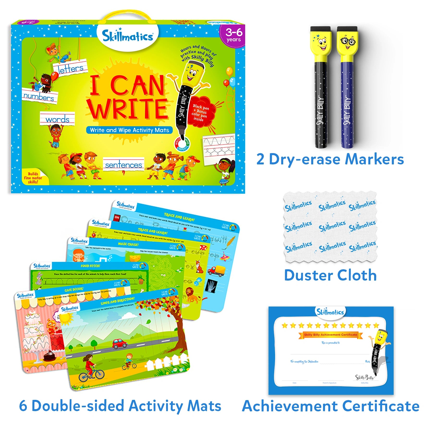 Skillmatics I Can Write tappetini cancellabili 3-6 anni