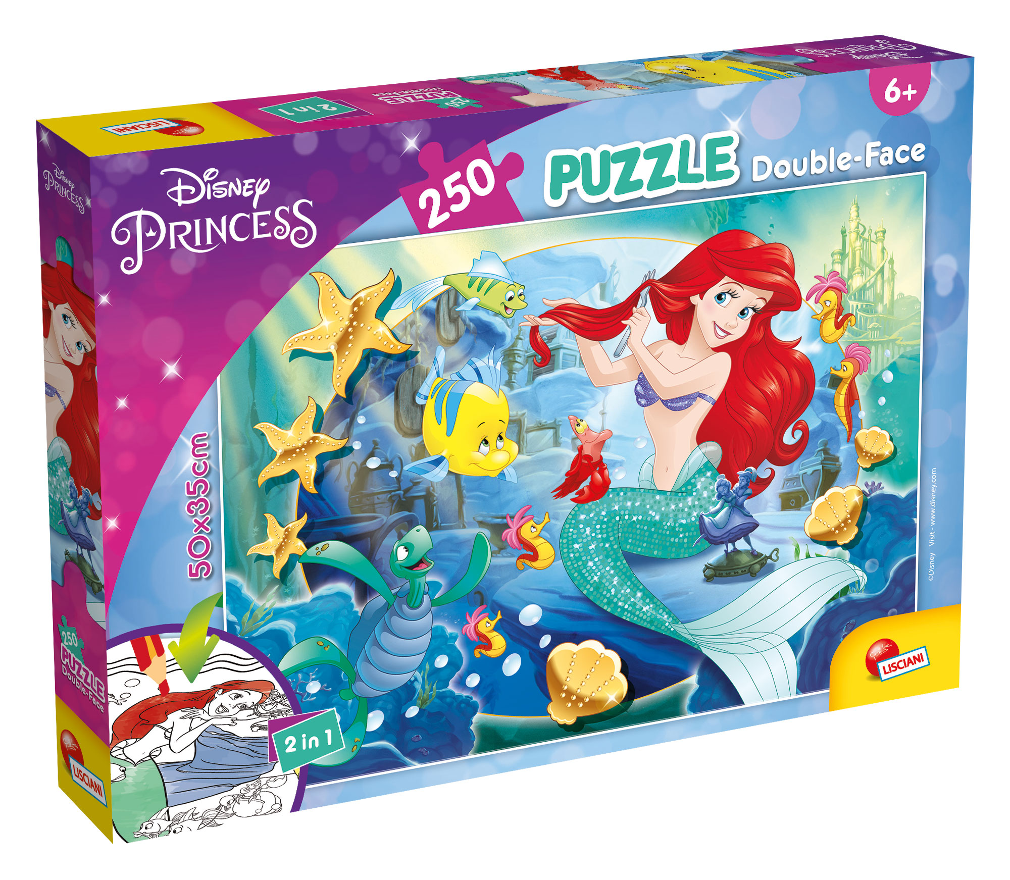 Lisciani Disney DF Plus 250 puzzle bambini Ariel double-face