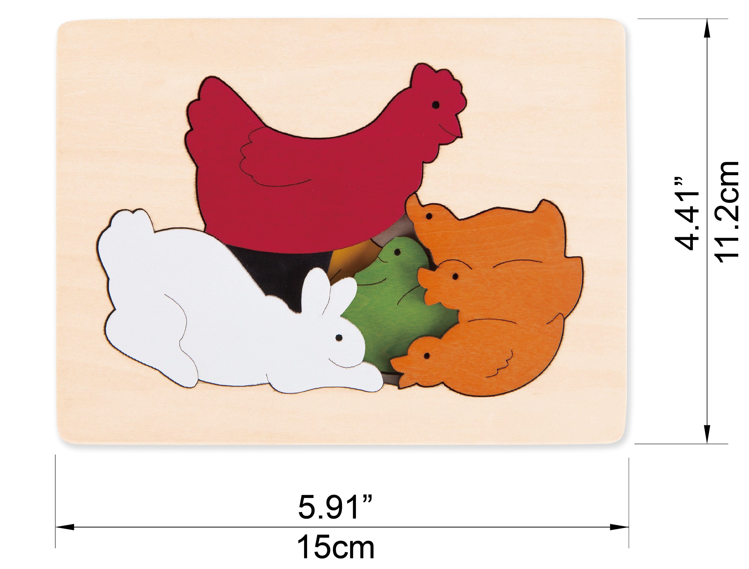 Hape E6510 Chicken and Friends puzzle legno 3 livelli