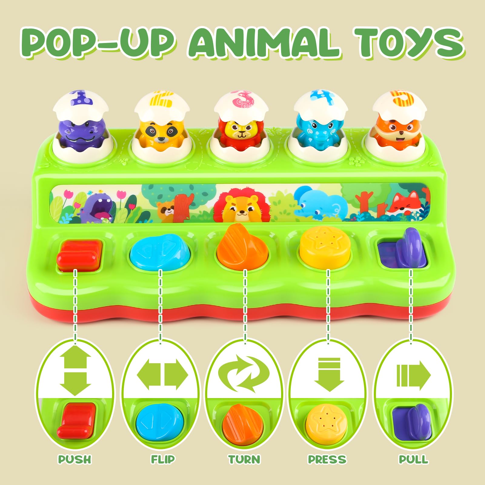 DINORUN Pop Up Animali gioco interattivo sonoro