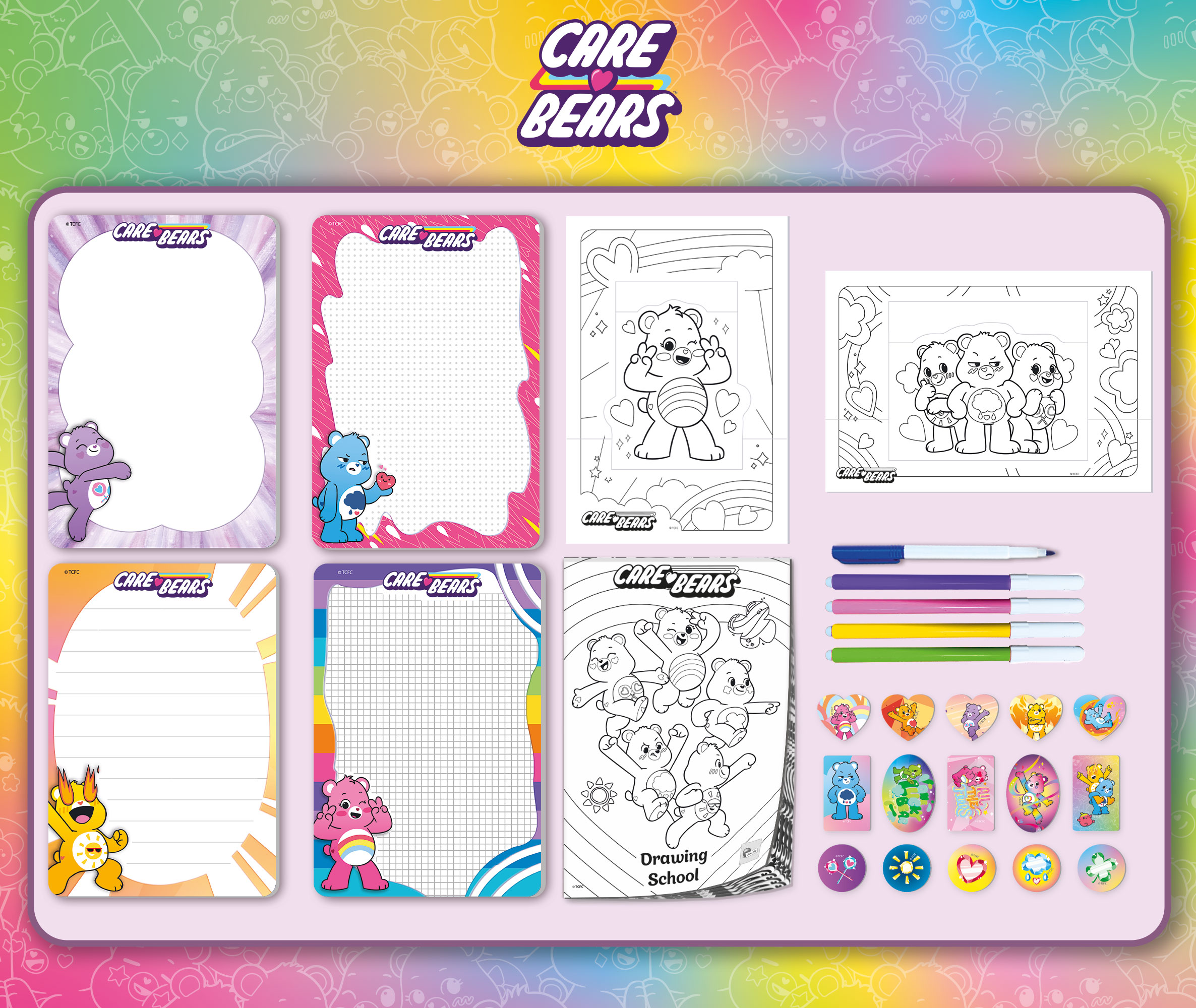 Lisciani Care Bears zainetto set disegno da colorare
