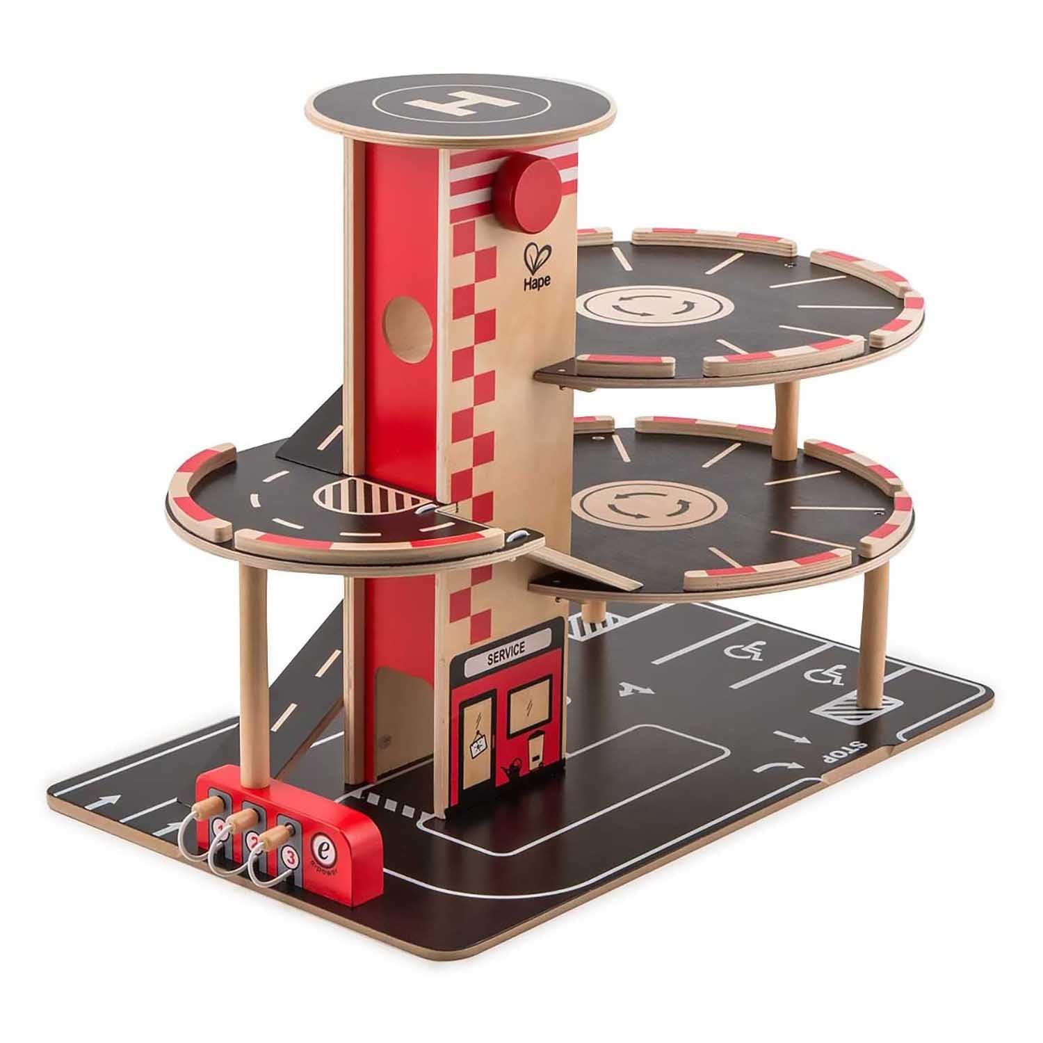 Hape Garage Legno 4 piani rampa auto elicottero