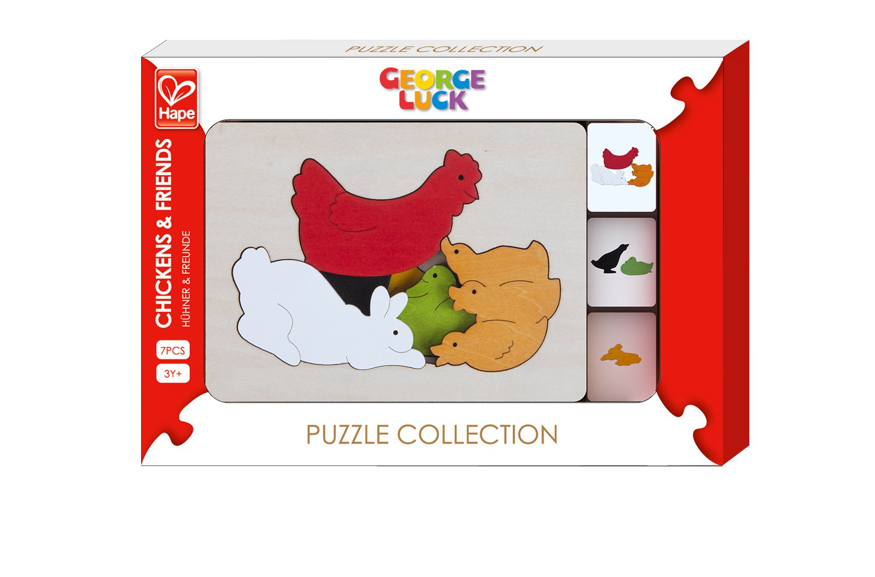 Hape E6510 Chicken and Friends puzzle legno 3 livelli